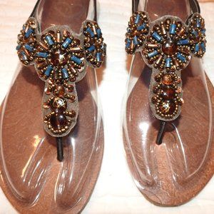 Black strap with brown sole sandals